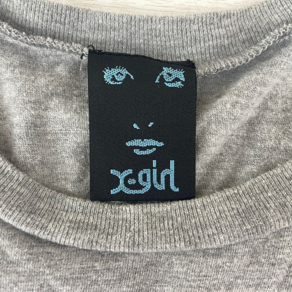 Vintage X-GIRL 90s Womens (S) Long Sleeve pocket crew Kim Gordon Riot Japan Punk - Picture 6 of 8